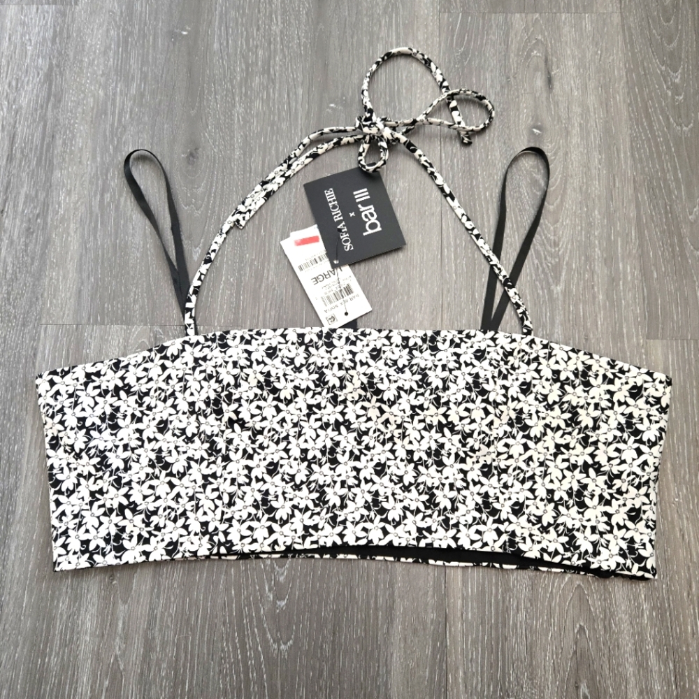 Sofia Richie Bandeau Halter Tie Top Bar III Floral Print